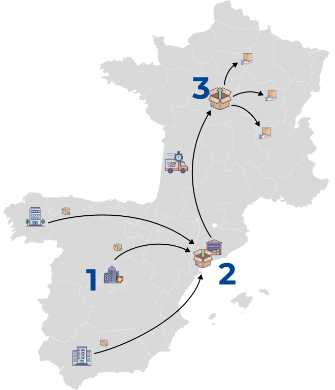 Map of Convenit Network on Spain-France map